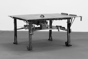 Sterling Ruby. TABLE 3, 2015. Steel. 37 1⁄2 x 72 1⁄8 x 55 1⁄4 in. (95.3 x 183.2 x 140.3 cm). Courtesy of Sterling Ruby Studio and Gagosian Gallery. Photograph by Robert Wedemeyer.