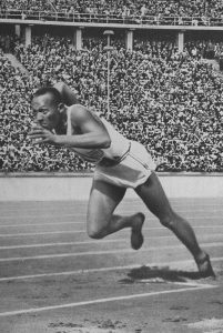 Jesse Owens. Politics, Race, and Propaganda: The Nazi Olympics, Berlin 1936. American Olympic athlete Jesse Owens runs his historic 200 meter race at the 11th Olympiad in Berlin. Owens won the race with a time of 20.7 seconds, establishing a new Olympic record. Courtesy of Library of Congress.