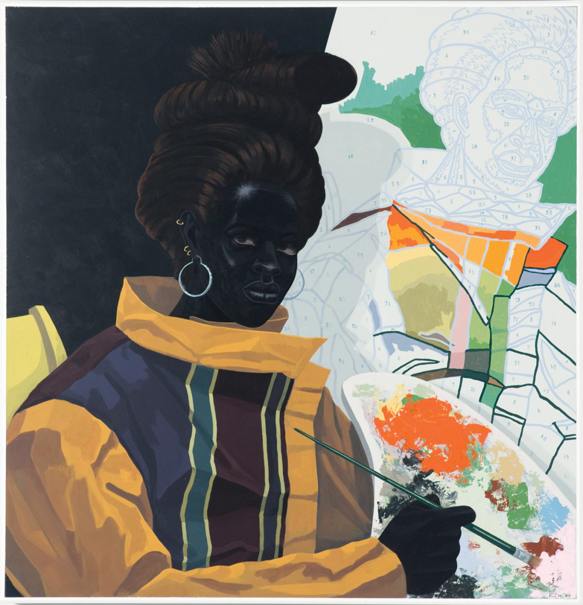 Kerry James Marshall, Untitled (Painter), 2009. Acrylic on PVC, 44 5/8 x 43 1/8 x 3 7/8 in., collection of the Museum of Contemporary Art Chicago, gift of Katherine S. Schamberg by exchange, photo by Nathan Keay, © MCA Chicago.
